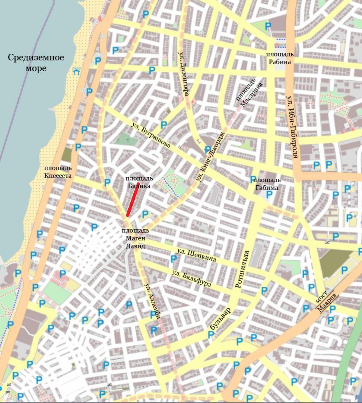 mapa de ruas de Tel Aviv, israel