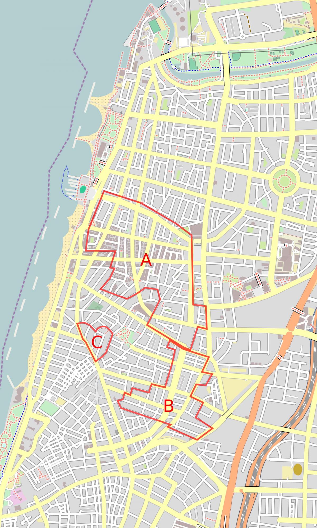 mapa da cidade branca de Tel Aviv