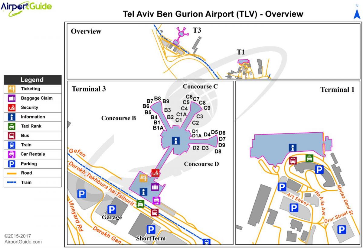ben gurion terminal 1 do aeroporto mapa