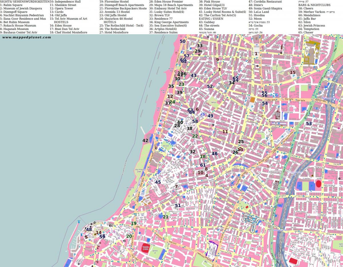 mapa da praça rabin em Tel Aviv
