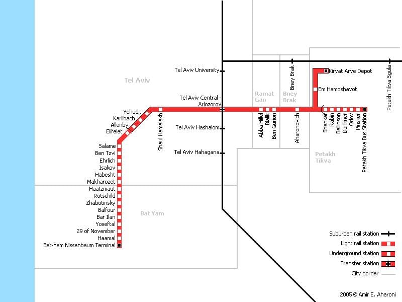 Tel Aviv mapa do metropolitano