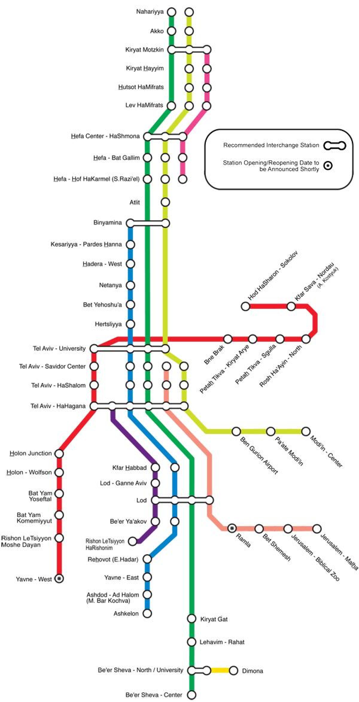 mapa de Tel Aviv trem