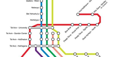 Tel Aviv estações ferroviárias mapa
